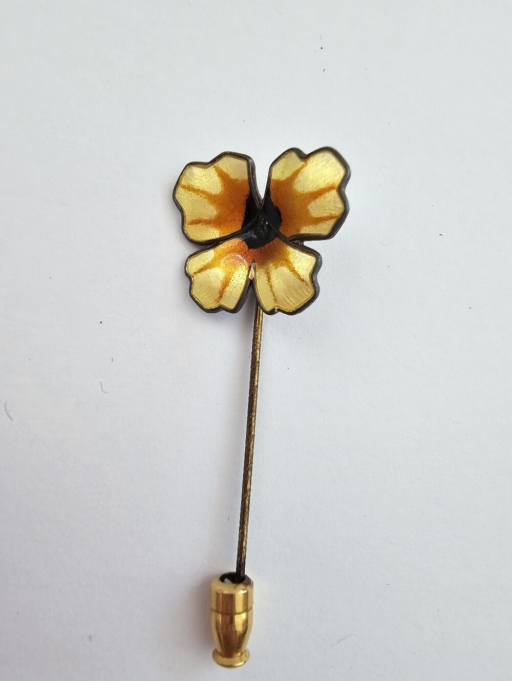 Vintage David-Andersen Norway Sterling Silver Gilt Enamel Pansy Viola Stick Pin